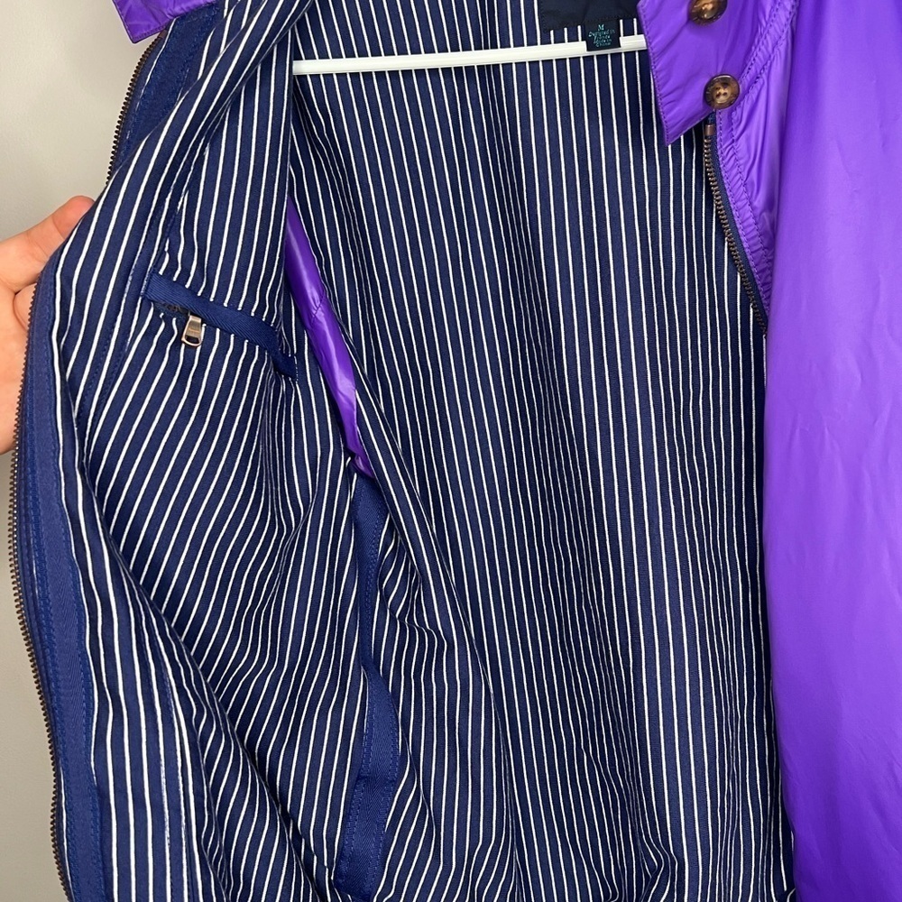 FACONNABLE Women's Size Medium Purple Jacket Lined Pattern Zip Up Button - Picture 11 of 14